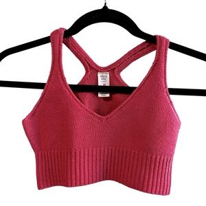 Knitty Kitty Cropped Pink Tank Top size small S